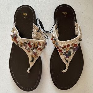 ZARA Beaded Embellished Sandal EU 40  US 9.5 BOHO